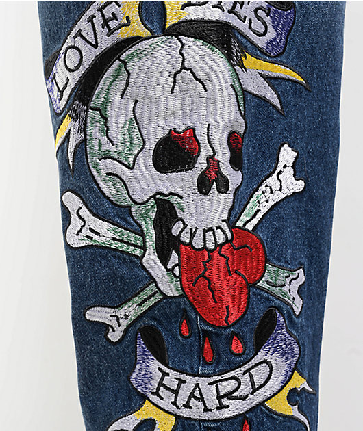 Ed Hardy Skull Heart Indigo Loose Fit Jeans | Zumiez