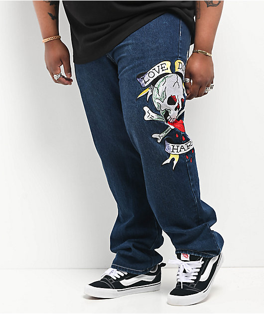 Ed Hardy Skull Heart Indigo Loose Fit Jeans | Zumiez