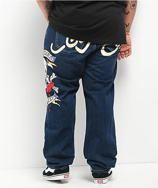 Ed Hardy Skull Heart Indigo Loose Fit Jeans | Zumiez