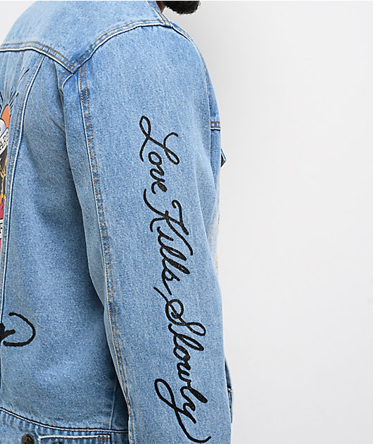 Ed Hardy Skull Light Blue Wash Denim Jacket