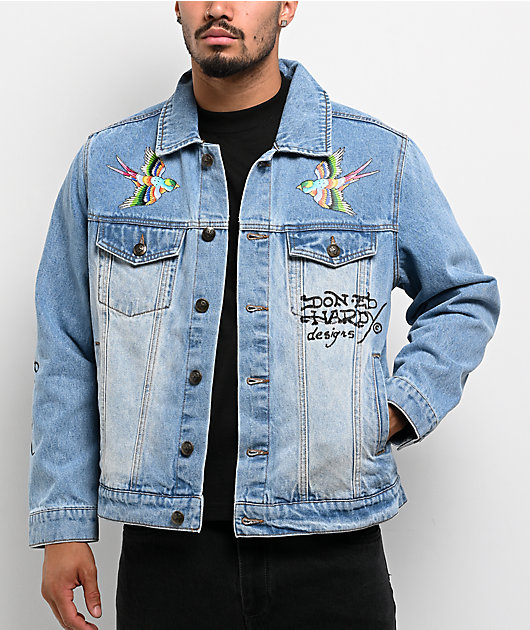 Ed Hardy Skull Light Blue Wash Denim Jacket