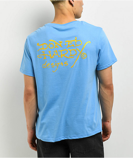 Ed Hardy Skull Panther Powder Blue T-Shirt