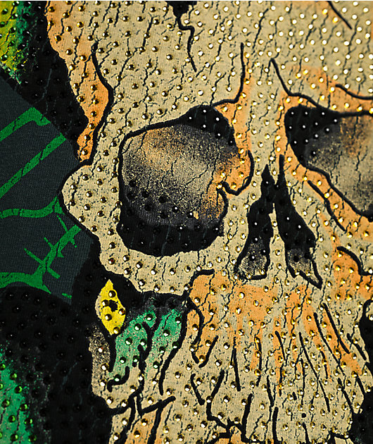 Ed Hardy Skull Snakes Rhinestone Hunter Green T-Shirt