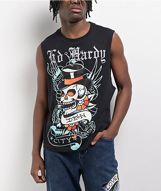 Ed Hardy Skull Top Hat Black Tank Top | Zumiez