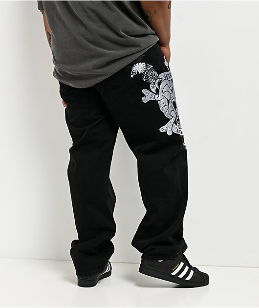 Ed Hardy Skulls Black Baggy Denim Jeans | Zumiez