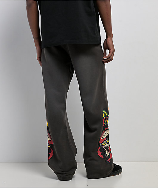Ed Hardy Skulls Grey Wash Baggy Sweatpants