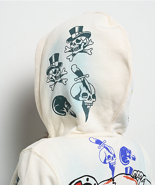 Ed Hardy Skulls Ivory Zip Hoodie | Zumiez