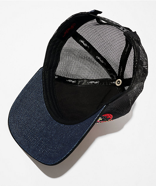 Ed Hardy Skulls Rhinestone Black Trucker Hat | Zumiez