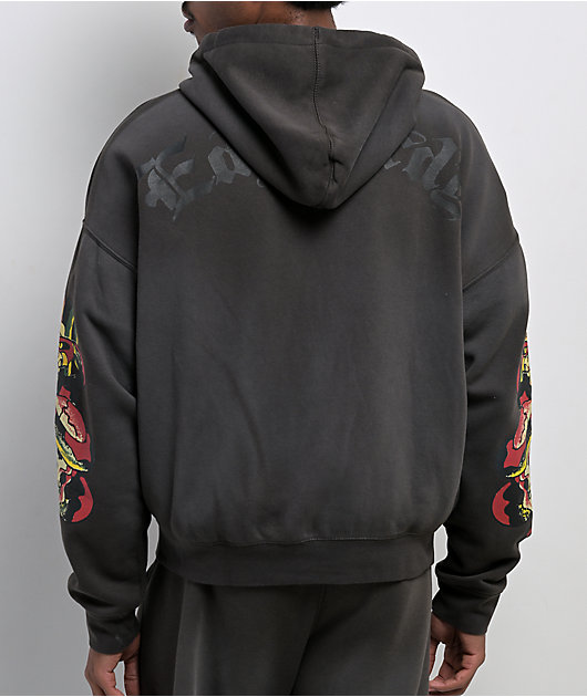 Ed Hardy Skulls Sunfade Grey Zip Hoodie