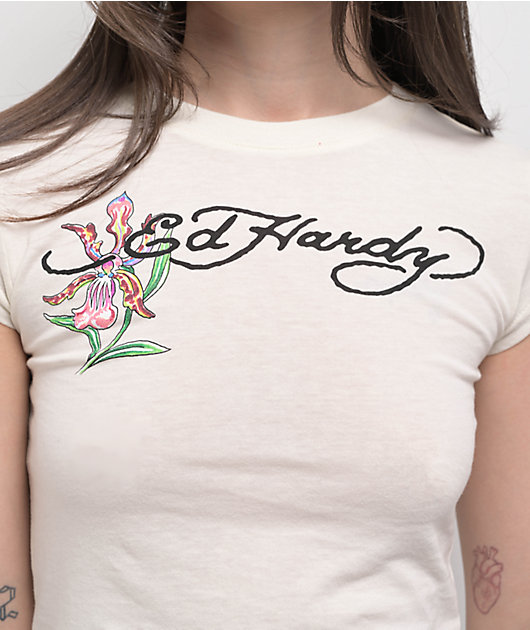 Ed Hardy Swallow Back Ivory T-Shirt