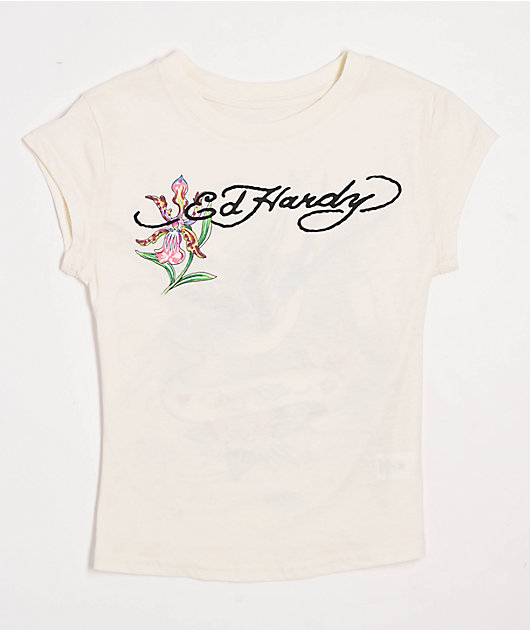 Ed Hardy Swallow Back Ivory T-Shirt Zumiez