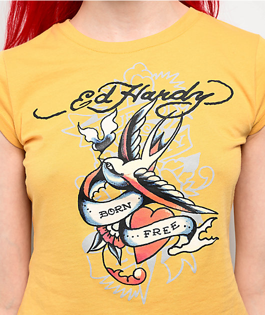 Ed Hardy Swallow Peach T-Shirt