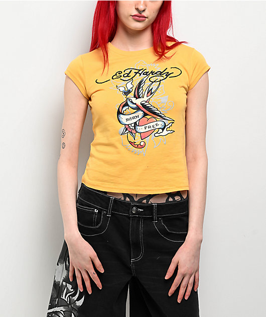 Ed Hardy Swallow Peach T-Shirt