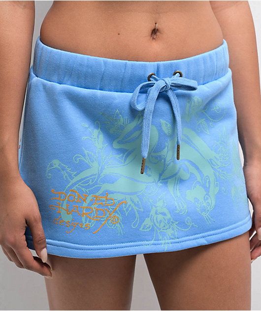 Ed Hardy Swallows Blue Sweat Skirt