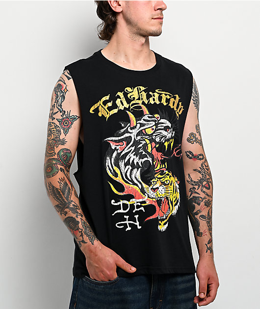 Ed Hardy Tiger Black Cutoff Tank Top | Zumiez