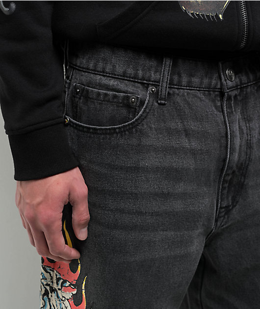 Ed Hardy Tiger Flame Black Wash Jeans