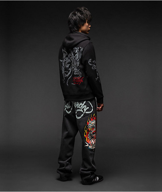 Ed Hardy★Tiger Flame ブラックウォッシュジーンズ Ed Hardy Tiger Flame Black Wash Jeans | Zumiez