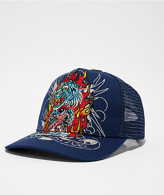 Ed Hardy Tiger Flame Navy Trucker Hat | Zumiez Ed Hardy Tiger Flame Navy Trucker Hat | Zumiez