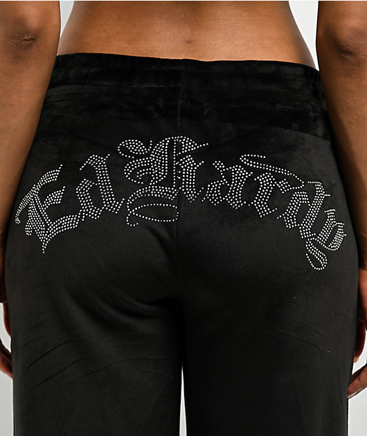 【Ed Hardy】タイガー 黒 ベロア スウェットパンツ 関税送料込 Ed Hardy Tiger Head Black Velour Sweatpants | Zumiez