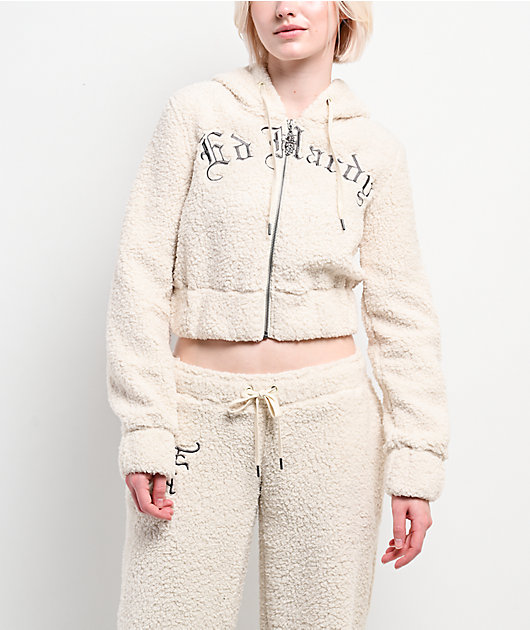 Ed Hardy Tiger Ivory Sherpa Zip Hoodie | Zumiez
