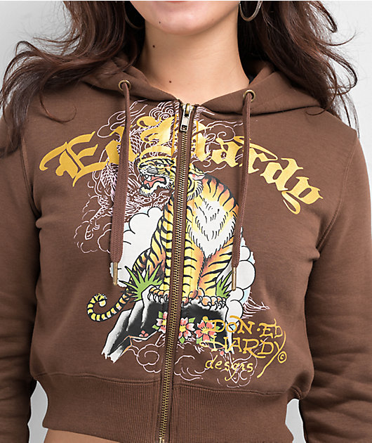 トップス Ed Hardy Ed Hardy Cross Black Crop T-Shirt | Zumiez