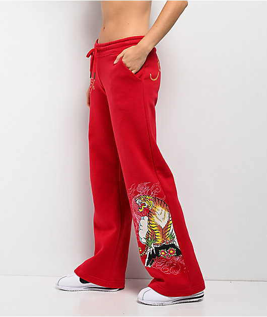 Ed Hardy Tiger Mountain Red Sweatpants