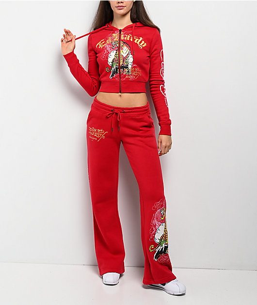Ed Hardy Tiger Mountain Red Sweatpants | Zumiez
