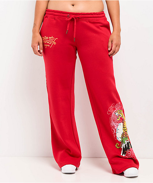 Ed Hardy Tiger Mountain Red Sweatpants