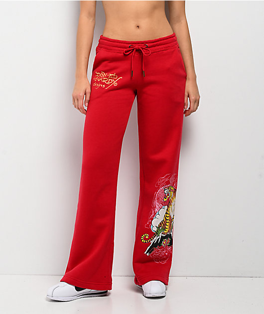 Ed Hardy Tiger Mountain Red Sweatpants