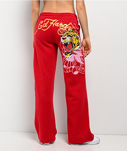 Ed Hardy Tiger Mountain Red Sweatpants