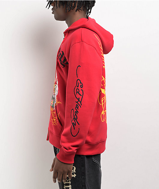 Ed Hardy Tiger Mountain Red Zip Hoodie | Zumiez