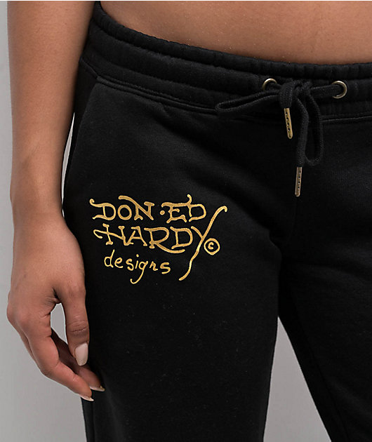 Ed Hardy Tigers Black Sweatpants