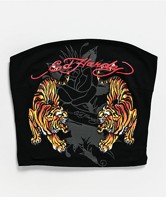 Ed Hardy Tigers Black Tube Top