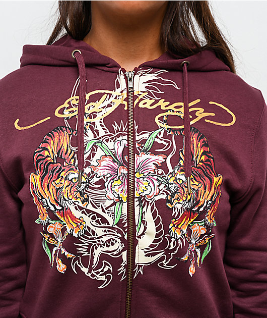 エドハーディー パーカー ブラウン Ed Hardy Panther Tiger Brown Hoodie | Zumiez