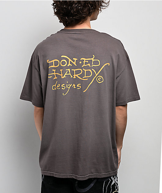 Ed Hardy Wing Skull Sunfade Grey T-Shirt