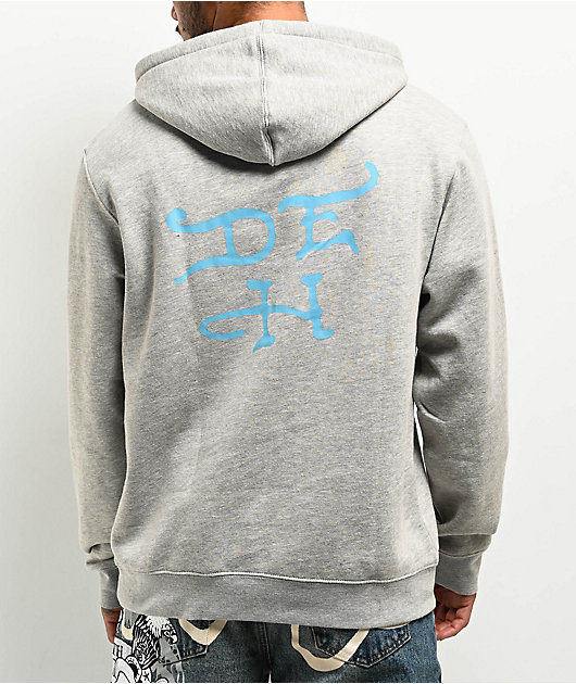 Ed Hardy Yellow Hair Skull Grey Hoodie | Zumiez