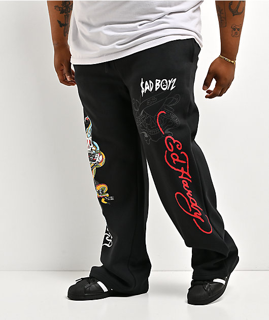 Ed Hardy x $AD BOYZ by Junior H Amor Y Veneno Black Baggy