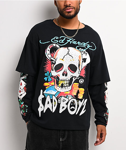 Ed Hardy x $AD BOYZ by Junior H Gamble Rhinestone Black Long