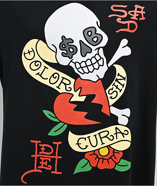 Ed Hardy x $AD BOYZ by Junior H Skulls Black T-Shirt | Zumiez