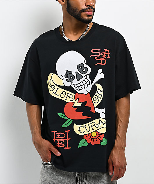 Ed Hardy x $AD BOYZ by Junior H Skulls Black T-Shirt | Zumiez