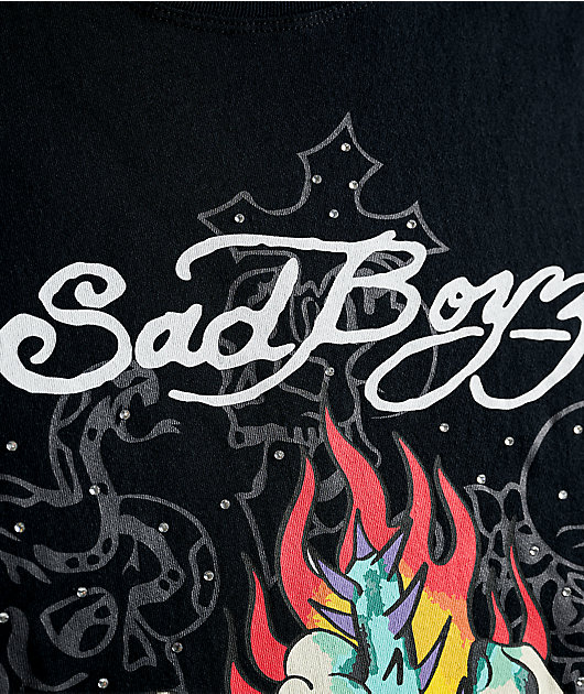 Ed Hardy x $AD BOYZ by Junior H Western Rhinestone Black T-Shirt