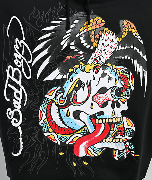 Ed Hardy x $AD BOYZ by Junior H Eagle Skull Black Hoodie