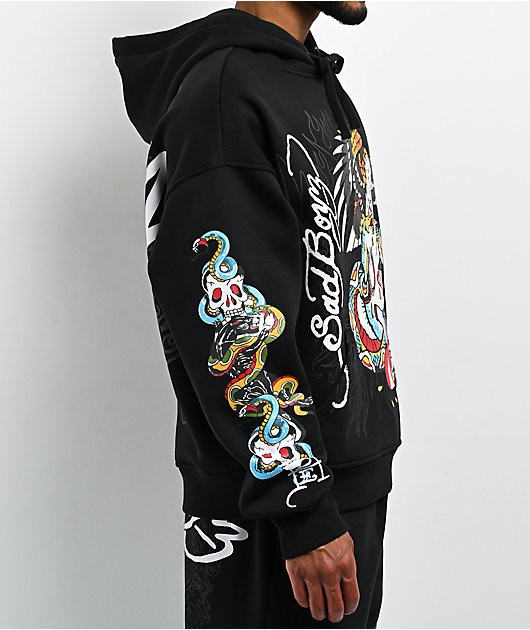 Ed Hardy x $AD BOYZ by Junior H Eagle Skull Black Hoodie