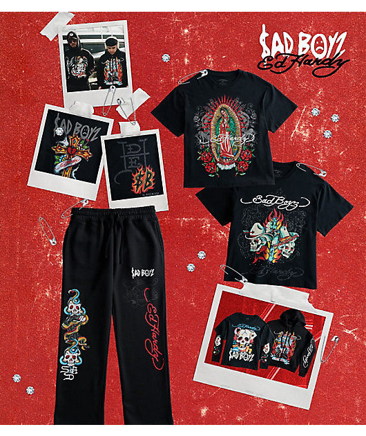 Ed Hardy x $AD BOYZ by Junior H Eagle Skull Black Hoodie