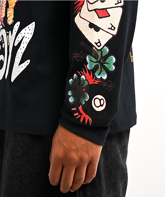 Ed Hardy x $AD BOYZ by Junior H Gamble Rhinestone Black Long Sleeve T-Shirt