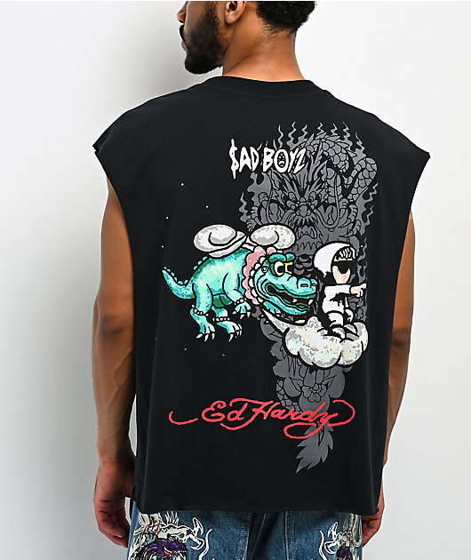 Ed Hardy x $AD BOYZ by Junior H Nuble Black Tank Top