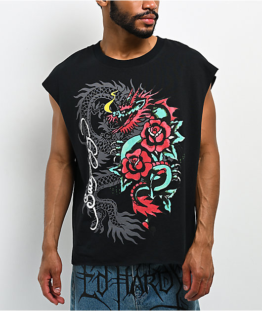 Ed Hardy x $AD BOYZ by Junior H Nuble Black Tank Top