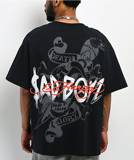 Ed Hardy x $AD BOYZ by Junior H Skulls Black T-Shirt