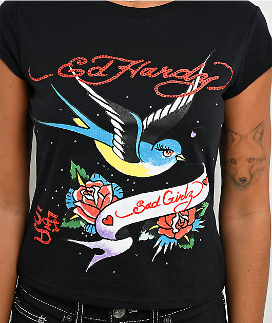 Ed Hardy x $AD BOYZ by Junior H Swallow Black T-Shirt