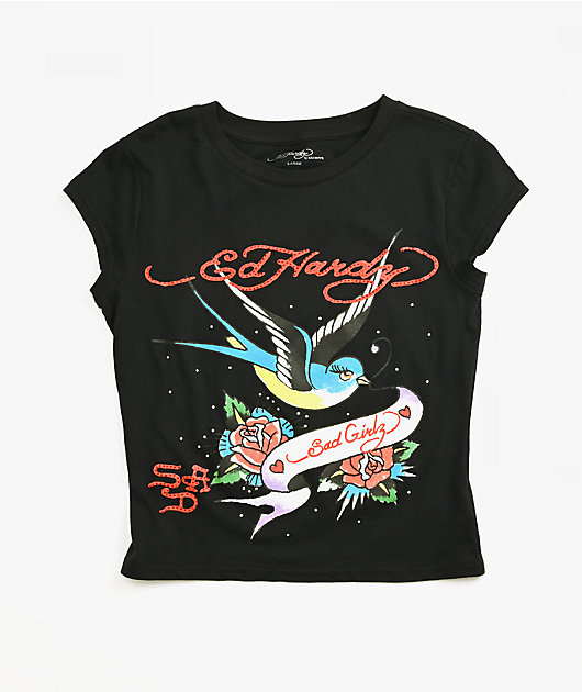 Ed Hardy x $AD BOYZ by Junior H Swallow Black T-Shirt